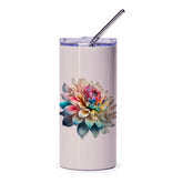 Colorful Dahlia Flower Tumbler, Floral Tumbler Cup, Unique Tumbler, Trending Tumbler, Gift Ideas, Tumbler with Straw, Pretty Tumbler - Tawshia